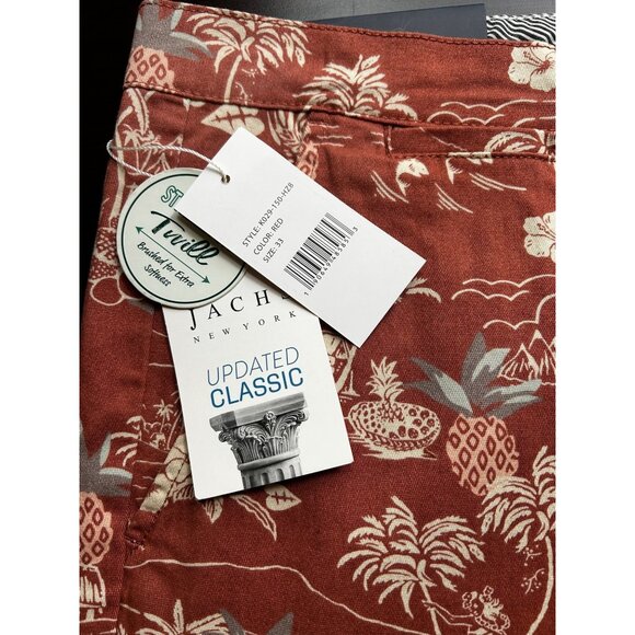 🩳 JACHS Men's Resorwear Preppy Red Island Print Stretch Twill Shorts Sz 38" - Picture 4 of 6
